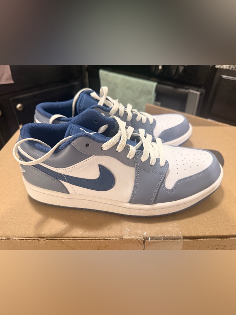 Jordan Low-Top Sneakers in White and Light Blue